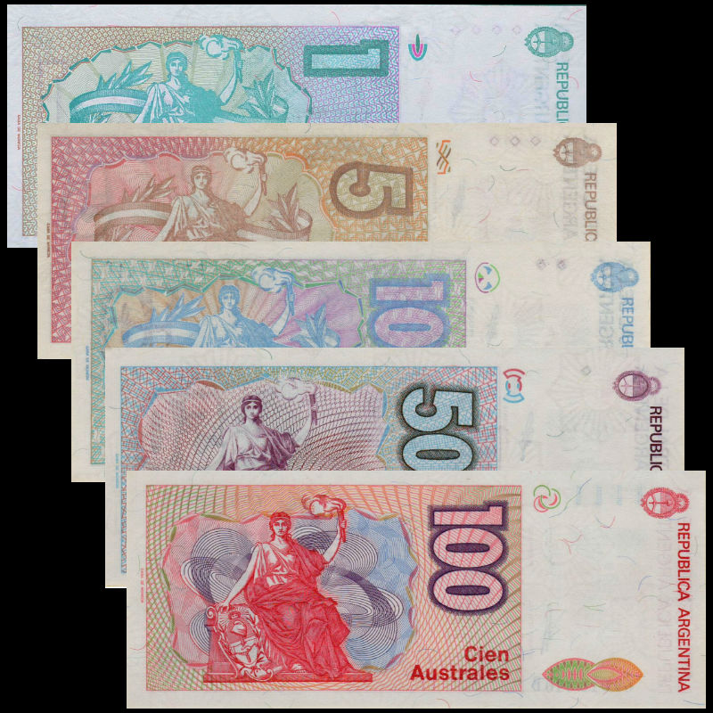 Argentina 1,5,10,50,100 1985 UNC <b>[SET]</b>